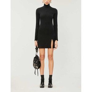 Reformation Black Ribbed Mini Dress